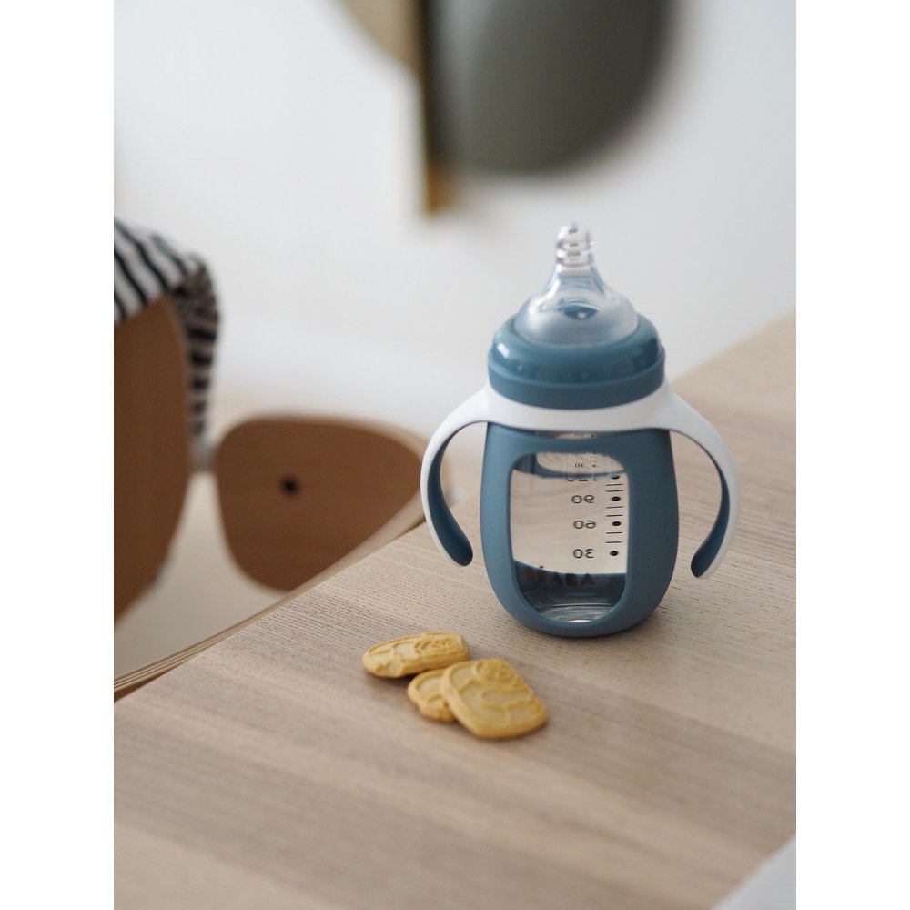 Поїльник Beaba навчальний склянний 2 в 1 210 мл синій, арт. 913519 - Зображення 4