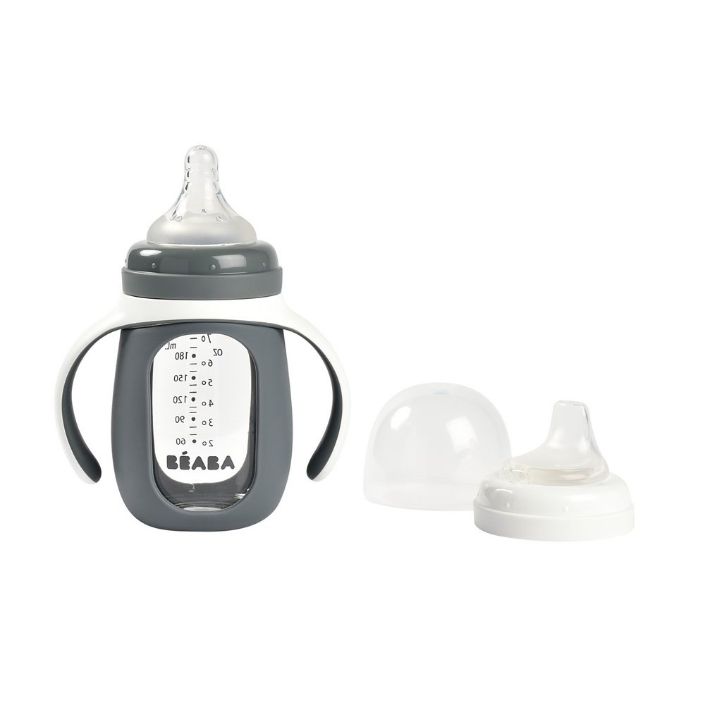 Поїльник Beaba навчальний склянний 2 в 1 210 мл сірий, арт. 913538 - Зображення 5