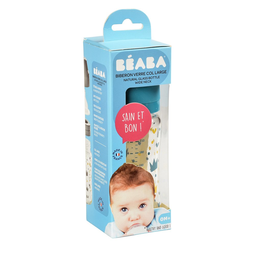 Бутылочка стеклянная с широким горлышком Beaba -240 мл - голубой , арт. 911655 - Зображення 2