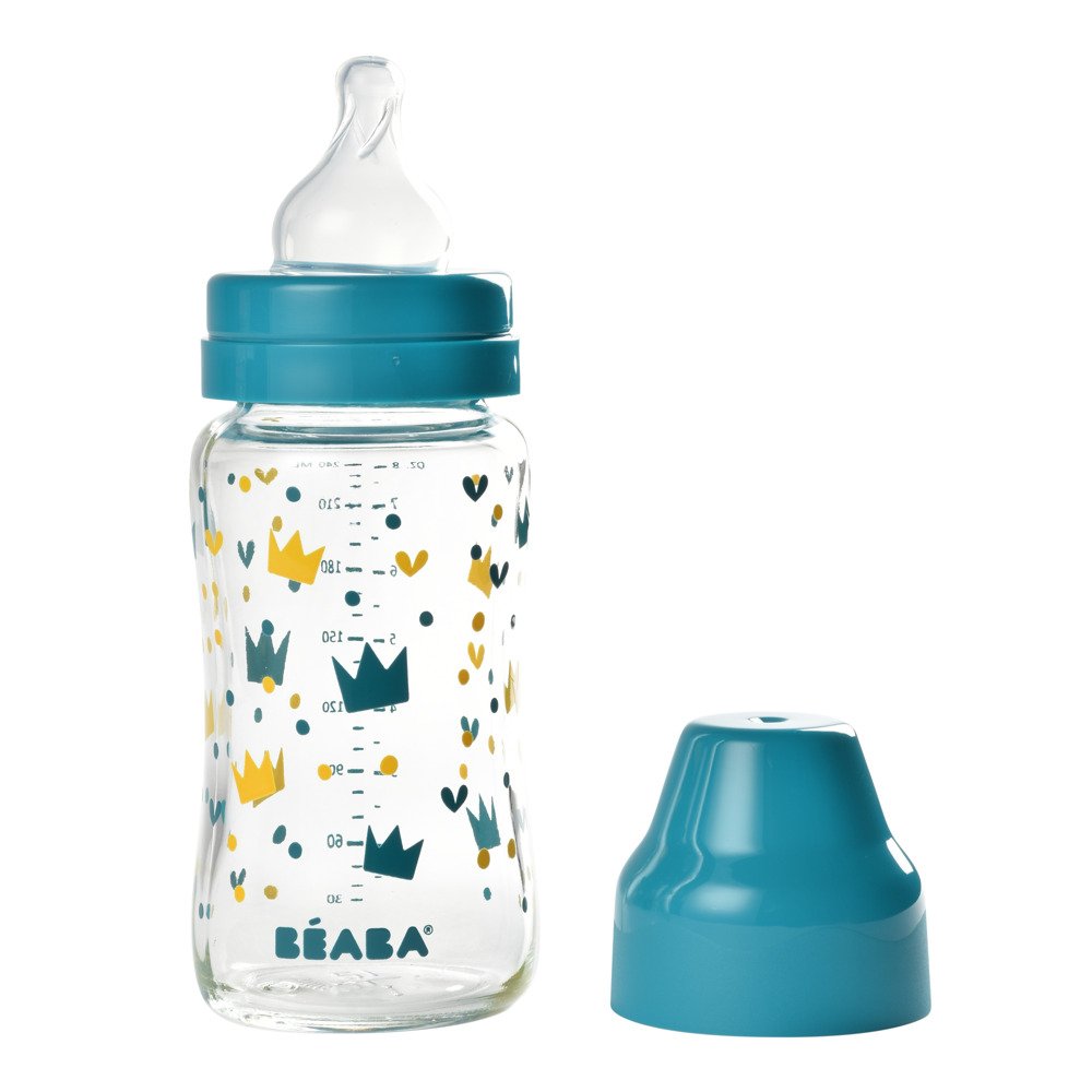 Бутылочка стеклянная с широким горлышком Beaba -240 мл - голубой , арт. 911655 - Зображення 6