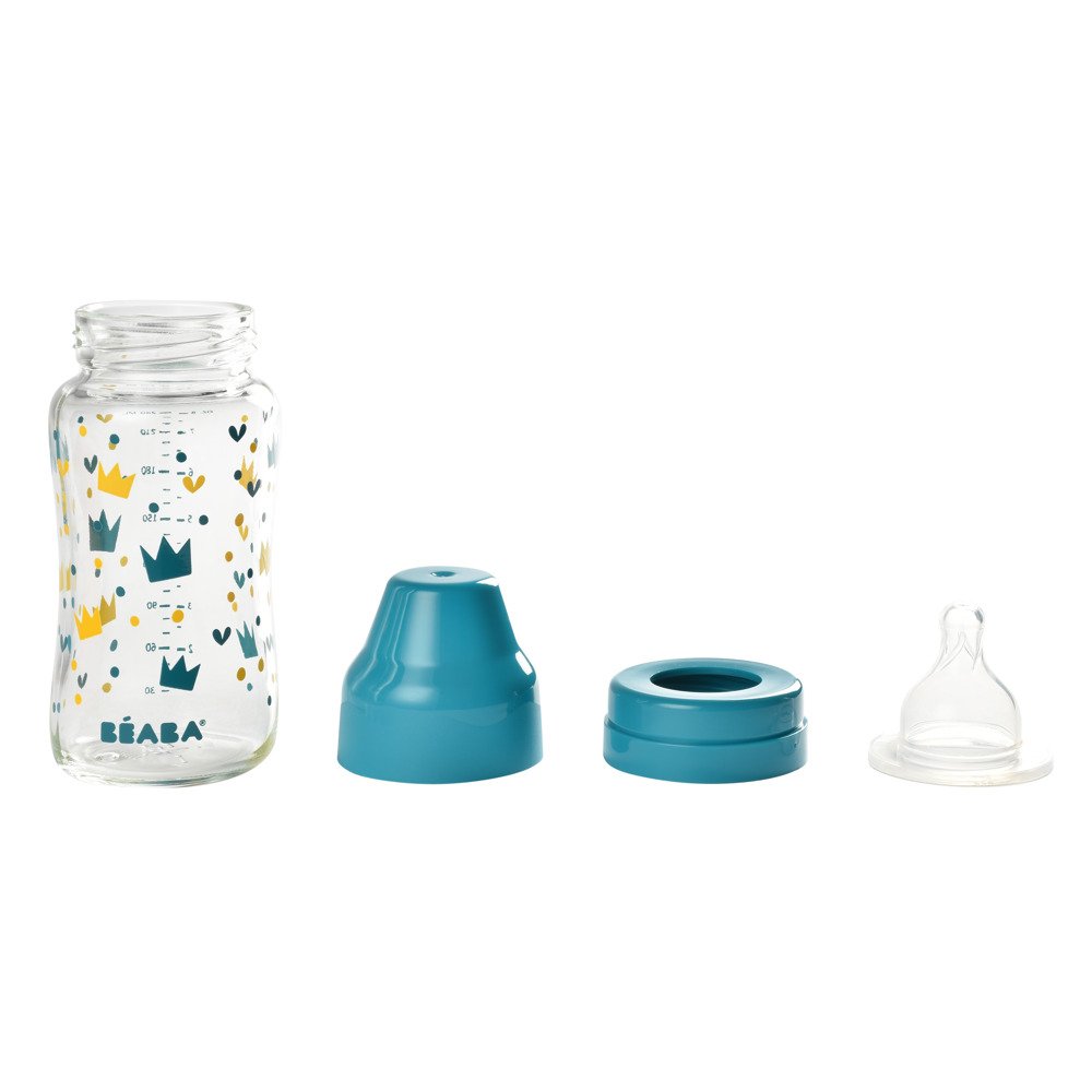 Бутылочка стеклянная с широким горлышком Beaba -240 мл - голубой , арт. 911655 - Зображення 8