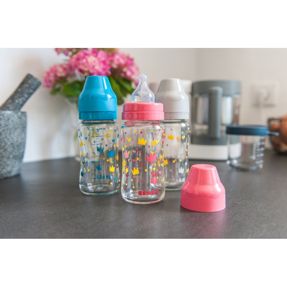 Бутылочка стеклянная с широким горлышком Beaba -240 мл - голубой , арт. 911655 - Зображення 9