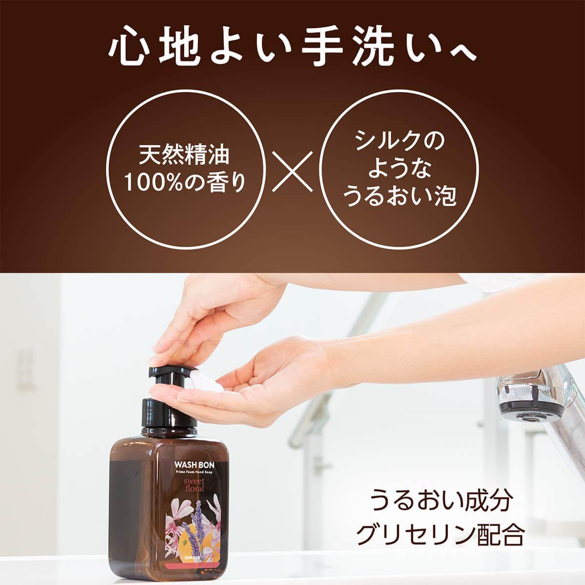 Мило-піна Wash Bon для рук, з ароматом квітів та помпою, 500 мл - Зображення 2